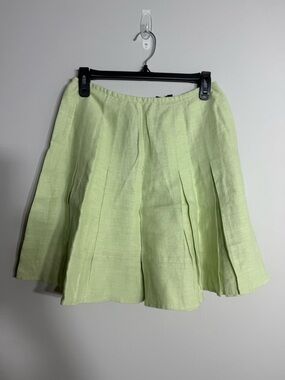 2K Boston Proper 100% Linen pastel green / mint green pleated mini tennis skirt.